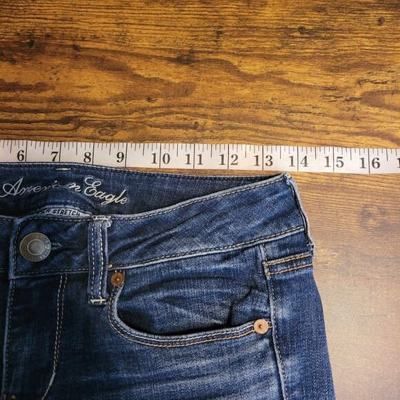 American Eagle Jeans 2 R Low Rise Skinny Medium Dark Wash Stretch Denim - Picture 6 of 11